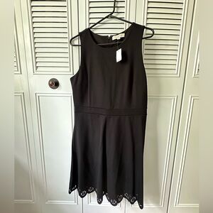 Loft BNWT Scalloped Hem / cutout black dress